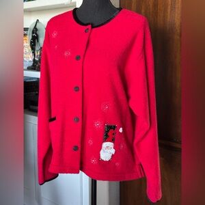 Artisans Christmas Red Cardigan Sweater‎